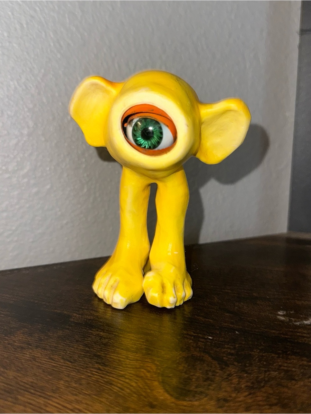 Rare Yellow, Green Eye Cyclops Alien Boy Toy Rubber